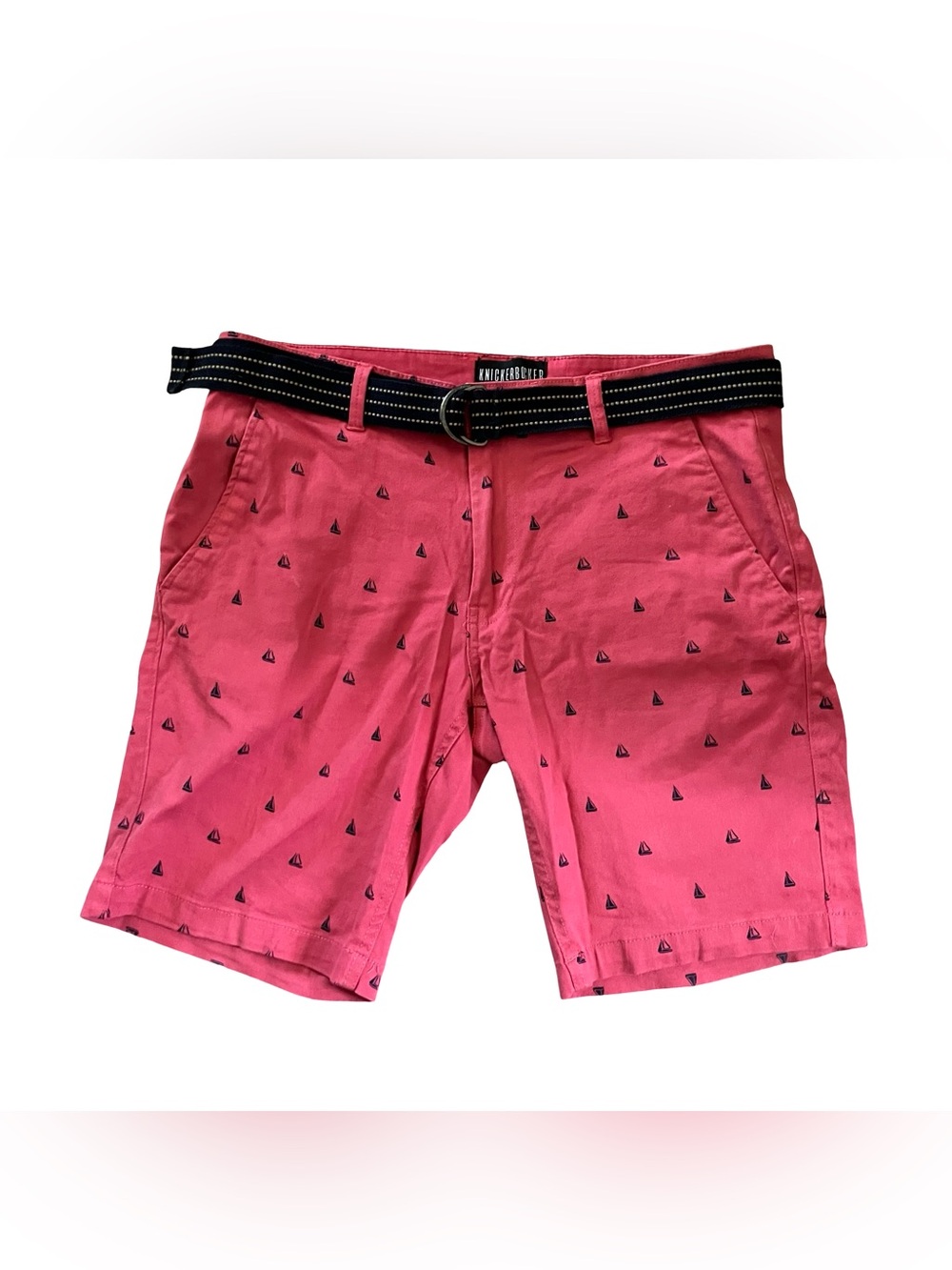 Knickerbocker Shorts Flex 32x9 Pink Sailboats Pattern Chino Belted Preppy Golf